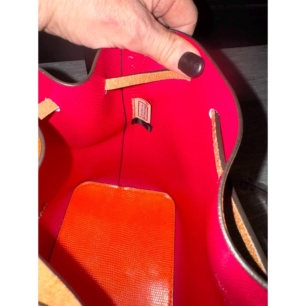 NWT Dooney Bourke Serena Embossed Leather orange pink drawstring bucket purse - Picture 13 of 13
